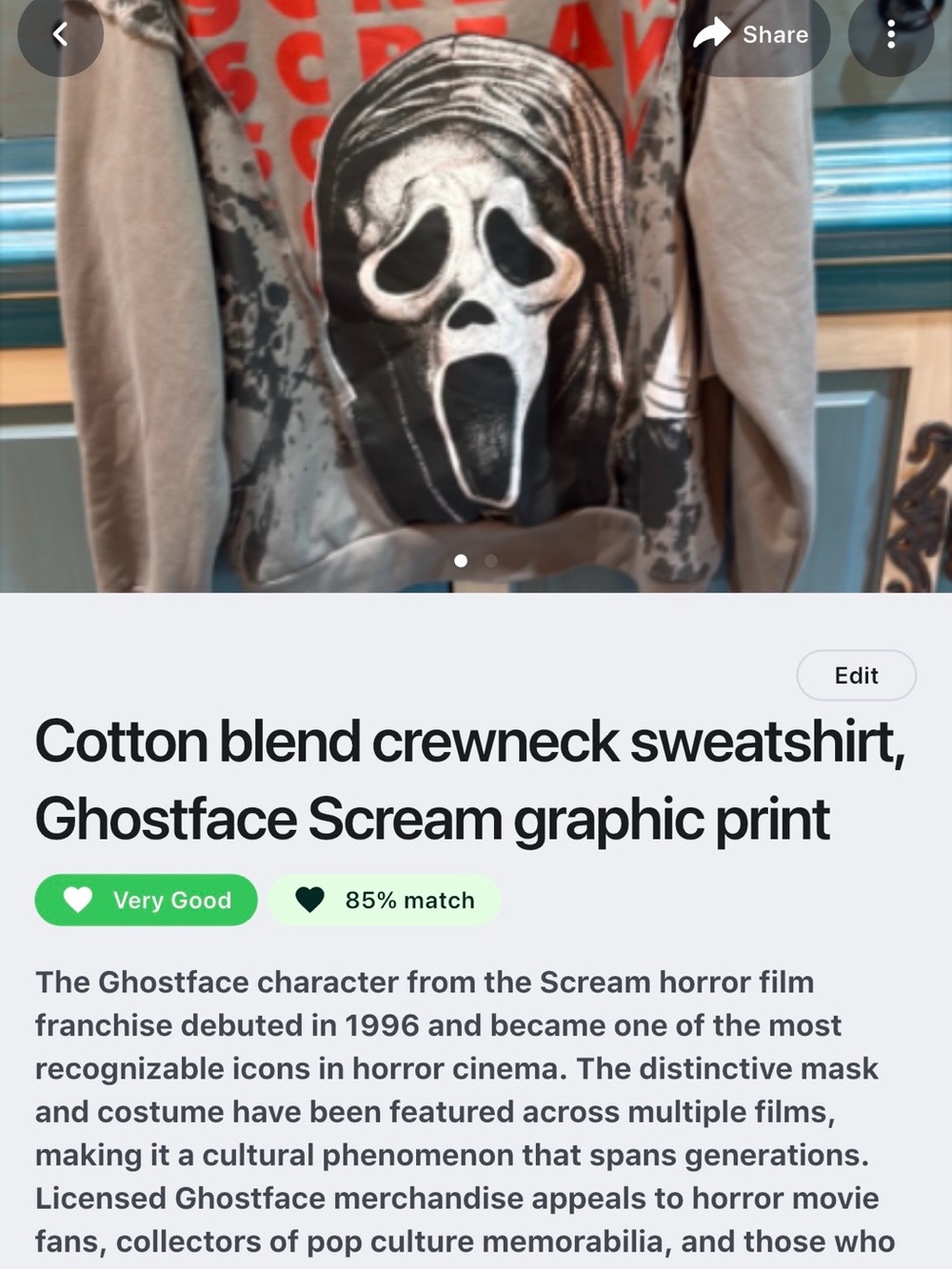 Gray Graphic 'Scream' Pullover Hoodie Sweatshirt - Picture 5 of 7